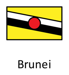 Aufkleber - National flag of Brunei in simple colors with name icon
