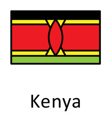 Aufkleber - National flag of Kenya in simple colors with name icon