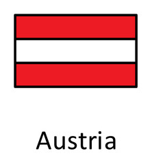 Aufkleber - National flag of Austria in simple colors with name icon