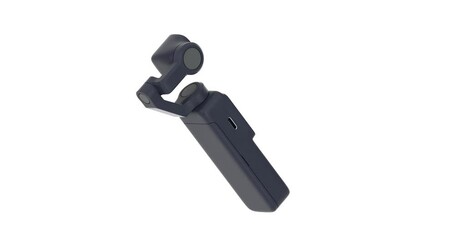 Leinwandbilder - 4k Resolution Video: Pocket Handheld Gimbal Action Camera Mockup Seamless Looped Rotating on a white background with Alpha Matte