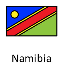 Aufkleber - National flag of Namibia in simple colors with name icon