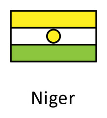 Aufkleber - National flag of Niger in simple colors with name icon