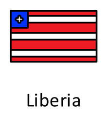Aufkleber - National flag of Liberia in simple colors with name icon