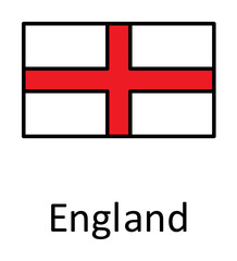 Aufkleber - National flag of England in simple colors with name icon