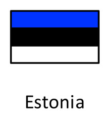 Aufkleber - National flag of Estonia in simple colors with name icon