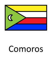 Aufkleber - National flag of Comoros in simple colors with name icon