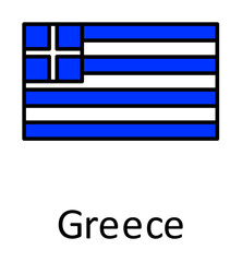 Aufkleber - National flag of Greece in simple colors with name icon