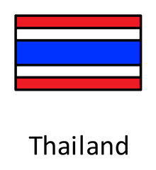 Aufkleber - National flag of Thailand in simple colors with name icon