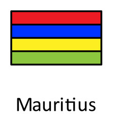 Aufkleber - National flag of Mauritius in simple colors with name icon