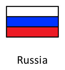 Aufkleber - National flag of Russia in simple colors with name icon