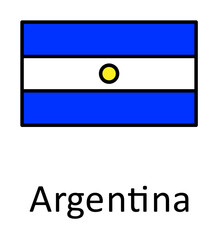 Aufkleber - National flag of Argentina in simple colors with name icon