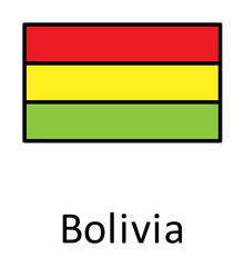 Aufkleber - National flag of Bolivia in simple colors with name icon