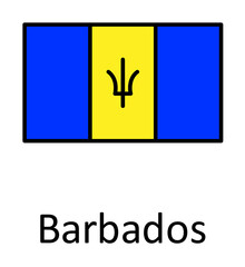 Aufkleber - National flag of Barbados in simple colors with name icon