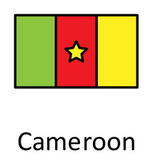 Aufkleber - National flag of Cameroon in simple colors with name icon