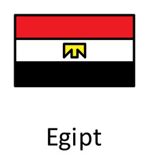 Aufkleber - National flag of Egypt in simple colors with name icon