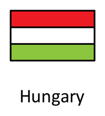 Aufkleber - National flag of Hungary in simple colors with name icon