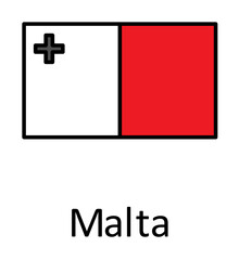 Aufkleber - National flag of Malta in simple colors with name icon
