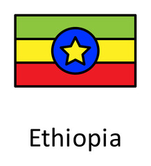 Aufkleber - National flag of Ethiopia in simple colors with name icon