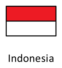 Aufkleber - National flag of Indonesia in simple colors with name icon