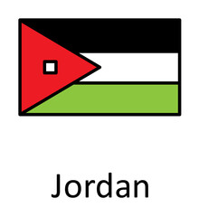 Aufkleber - National flag of Jordan in simple colors with name icon