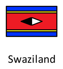 Aufkleber - National flag of Swaziland in simple colors with name icon