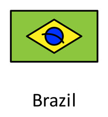 Aufkleber - National flag of Brazil in simple colors with name icon