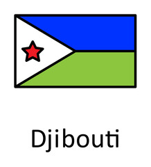Aufkleber - National flag of Djibouti in simple colors with name icon