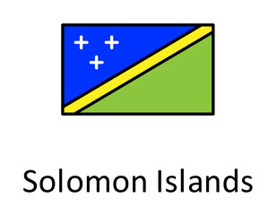 Aufkleber - National flag of Solomon Islands in simple colors with name icon