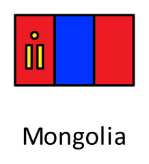 Aufkleber - National flag of Mongolia in simple colors with name icon