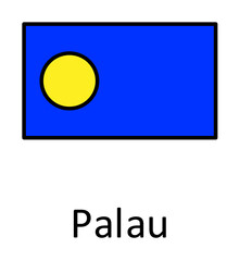 Aufkleber - National flag of Palau in simple colors with name icon