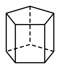 Poster - Geometric shapes, pentagonal prism icon. Simple line, outline 3d figures icons for ui and ux, website or mobile application