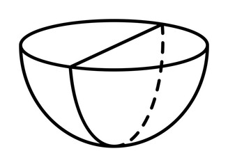 Poster - Geometric shapes, half sphere icon. Simple line, outline 3d figures icons for ui and ux, website or mobile application