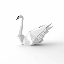 Paper Origami Swan, White Background, Clean Simple Design, 3D Image, AI Generated Llustration 