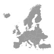Leinwandbild Motiv High quality grey map of Europe with borders of the regions