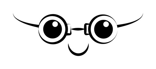 Aufkleber - smile glasses face icon. Element of anime face icon for mobile concept and web apps. Anime smile glasses face icon can be used for web and mobile
