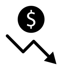 Aufkleber - financial downgrade schedule icon. Element of web icon for mobile concept and web apps. Glyph financial downgrade schedule icon can be used for web and mobile
