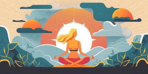 Spiritual therapy for body and mind with harmony yoga vectorize illustration.   by ai generative