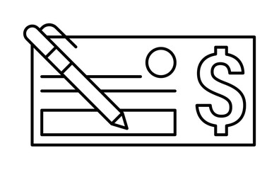 Poster - Check, pen, dollar icon. Element of cash machine