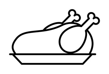 Poster - baked turkey icon. Element of autumn icon for mobile concept and web apps. Thin line baked turkey icon can be used for web and mobile