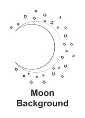 Poster - Moon round background, hand drawn in round
