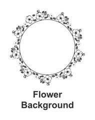 Poster - Flower round background, hand drawn in round