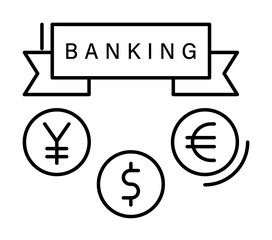 Poster - Banking, dollar, finance, euro icon. Simple line, outline elements of business and finance icons for ui and ux, website or mobile application