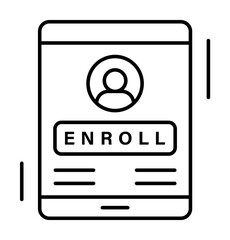 Poster - Enroll, smartphone, finance icon. Simple line, outline elements of business and finance icons for ui and ux, website or mobile application