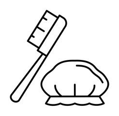 Aufkleber - Shower cap, washcloth, brush icon. Simple line, outline bathroom icons for ui and ux, website or mobile application
