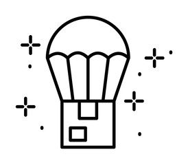 Poster - Airdrop box icon. Simple line, outline of battle royale games icons for ui and ux, website or mobile application
