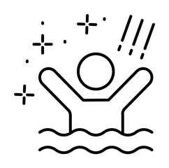 Poster - Human drown water icon. Simple line, outline of battle royale games icons for ui and ux, website or mobile application