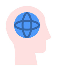 Aufkleber - head globe icon. simple color elements of brain process icons for ui and ux, website or mobile appli