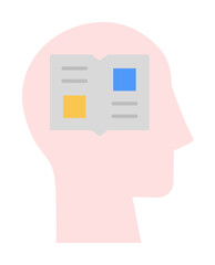 Poster - head book icon. Simple color elements of brain process icons for ui and ux, website or mobile application