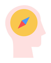 Aufkleber - head compass icon. Simple color elements of brain process icons for ui and ux, website or mobile application