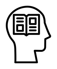 Aufkleber - head book icon. Simple line, outline elements of brain process icons for ui and ux, website or mobile application